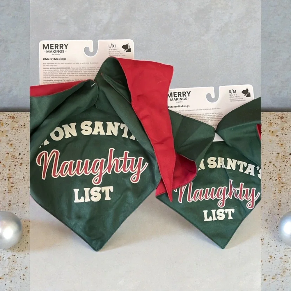 Merry Makings Pet Bandana Naughty Nice List Holiday‎ Dog Cat Apparel